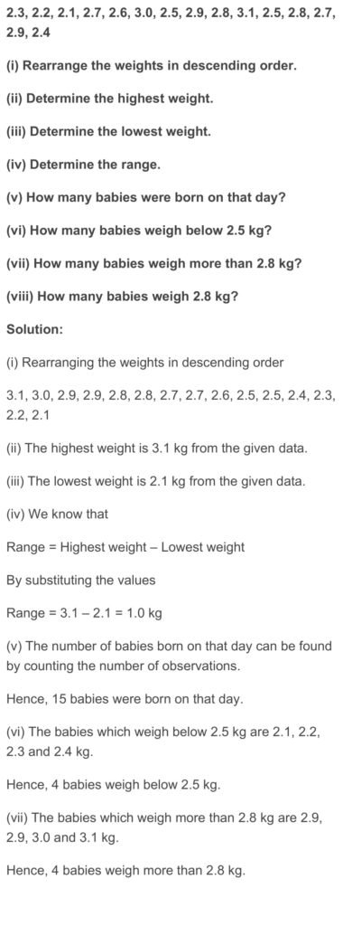 Data Excise Numbers RD Sharma Class 6 Maths Chapter 21 Data Handling – I (Presentation of ...