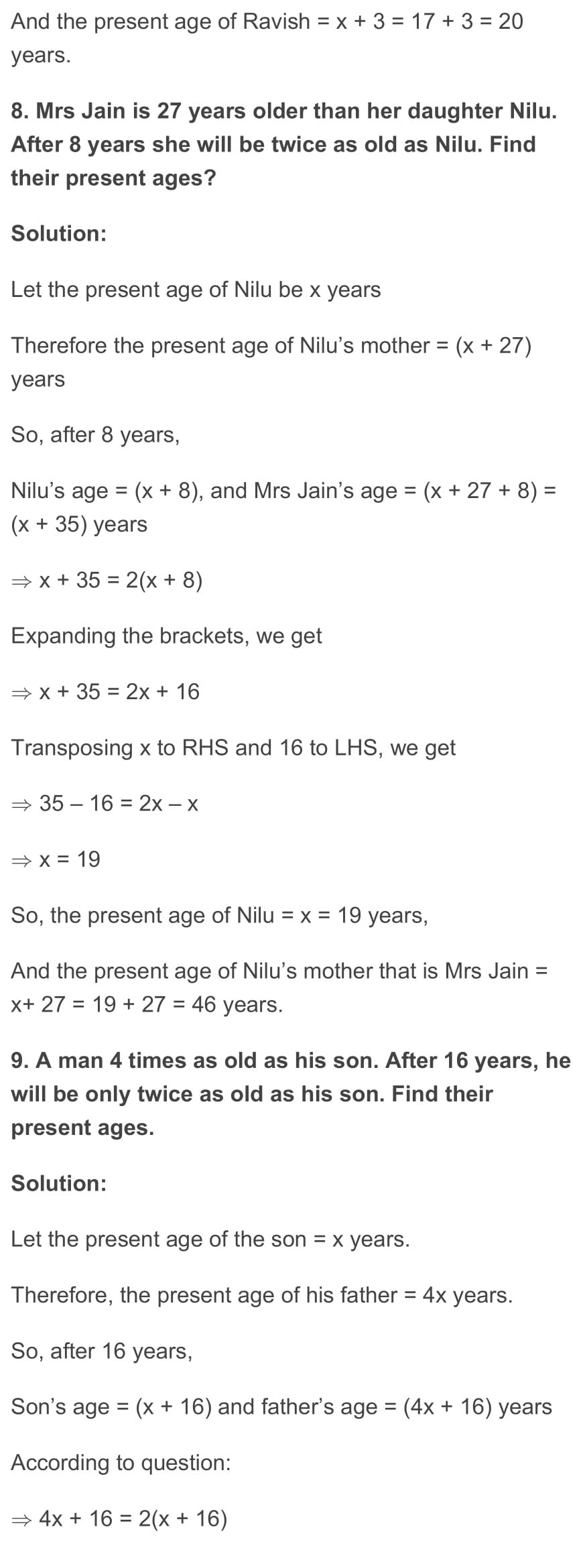 RD Sharma Class 7 Maths Chapter 8 – Linear Equations in One Variable ...