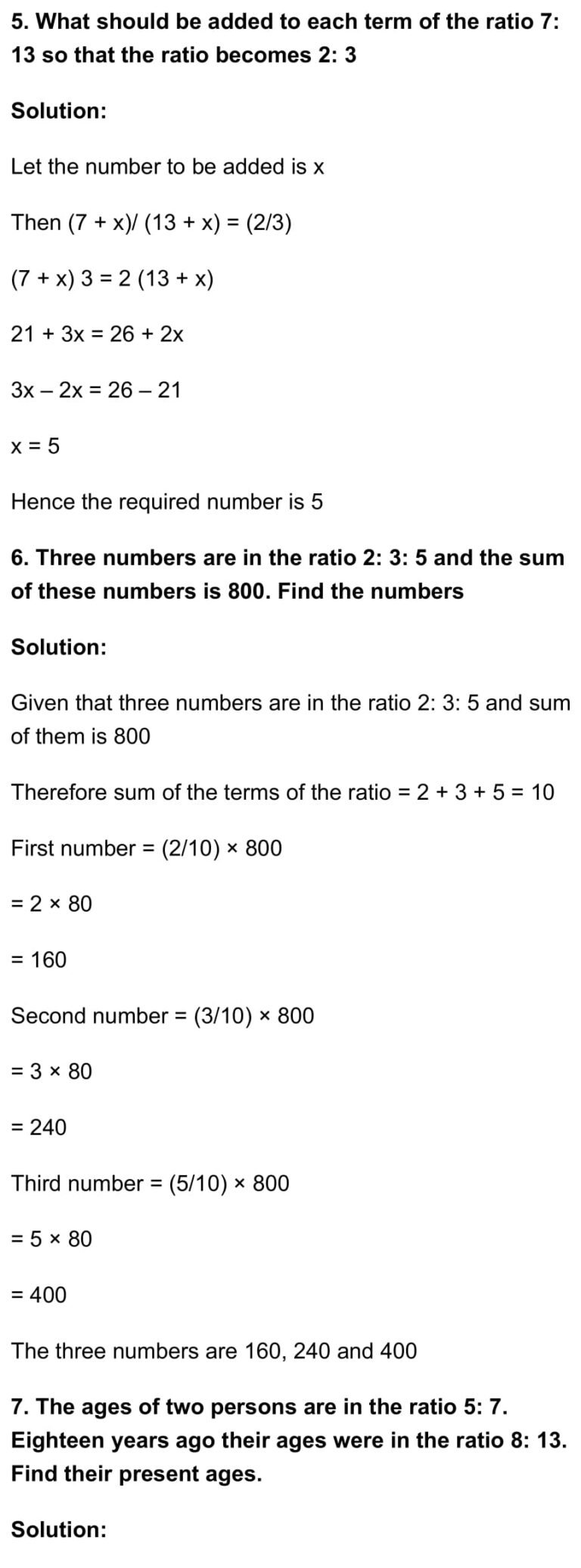 RD Sharma Class 7 Maths Chapter 9 – Ratio and Proportion Exercise 9.1 ...
