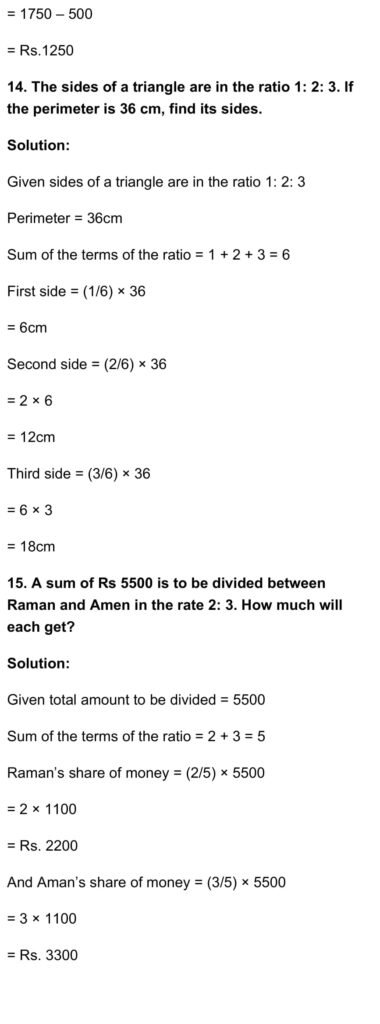 RD Sharma Class 7 Maths Chapter 9 – Ratio and Proportion Exercise 9.1 ...